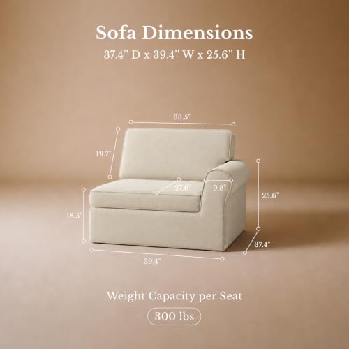 Image of Maywish Sectional Boneless Couch for Living Room, Right Arm Module, Beige