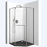 Mai & Mai Fünfeckdusche 80x80 cm mit Drehtür Duschkabine Eckdusche 8mm...