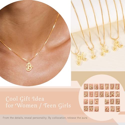 Btysun Initial Necklaces for Women, Dainty Gold Initial Necklace 14K Plated Letter Necklaces for Teen s Tiny A-Z Pendant Choker Necklace Name Jewelry