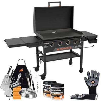 Blackstone 2322 Original Omnivore 36 Inch Griddle with Hood, 4-Burner Flat Top Grill, Propane Gas Grill with Blackstone Griddle Accessories, Seasoning and Blackstone Griddle Gloves