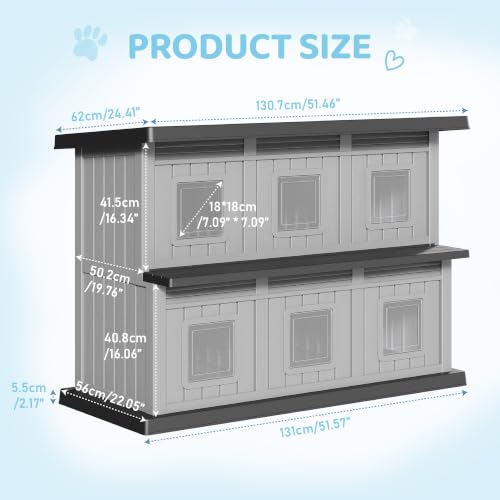 Image of Fancyango Cat House Bed Cave, Dual-Layer Large Cat Houses for Outdoor Cats
