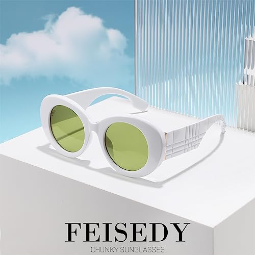 FEISEDY Sunglasses Women Fashion Luxury Oversized Oval Round Thick Frame Sunglasses Lady Shades Sun Glasses B00142