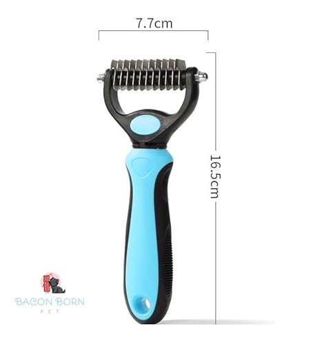 Escova Rake Rasqueadeira Removedor Tira Pelos e Subpelos Mortos Pets Cachorros Cães e Gatos (Azul)