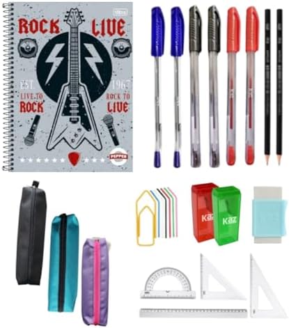 Kit Material Escolar Juvenil Adulto Fundamental Médio Colegial Fa...