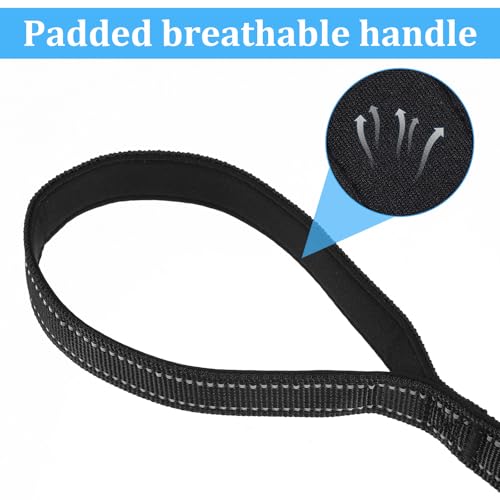 38 cm Hausleine für Hunde, Hundeleine Kurz Trainingsleine mit Gepolstertem Griff und 360° Drehbarer Metallclip Schwarz Kurzführer für Große Mittlere Kleine Hunde Schwarz