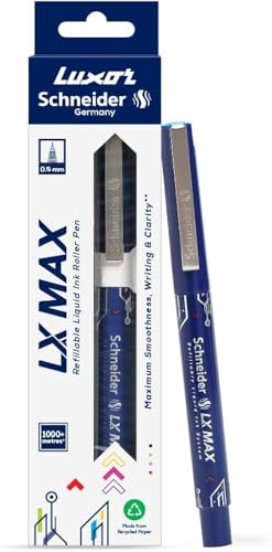 Image of Luxor LX Max Roller Ball Pen - 0.5mm Fine Tip | Smooth & Smudge-Free Writing | Pack of 1 - Blue