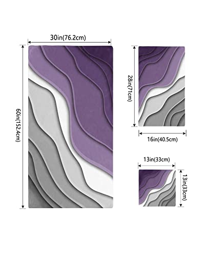 Purple Grey Ombre Bathroom Towels Set Of 3 Microfiber Towels For Bathroom, Modern Geometry Abstract Aesthetics Cream Soft Water Absorbsent Kitchen Towels 1 Bath Towels 1 Hand Towels 1 Washcloths #TOP3