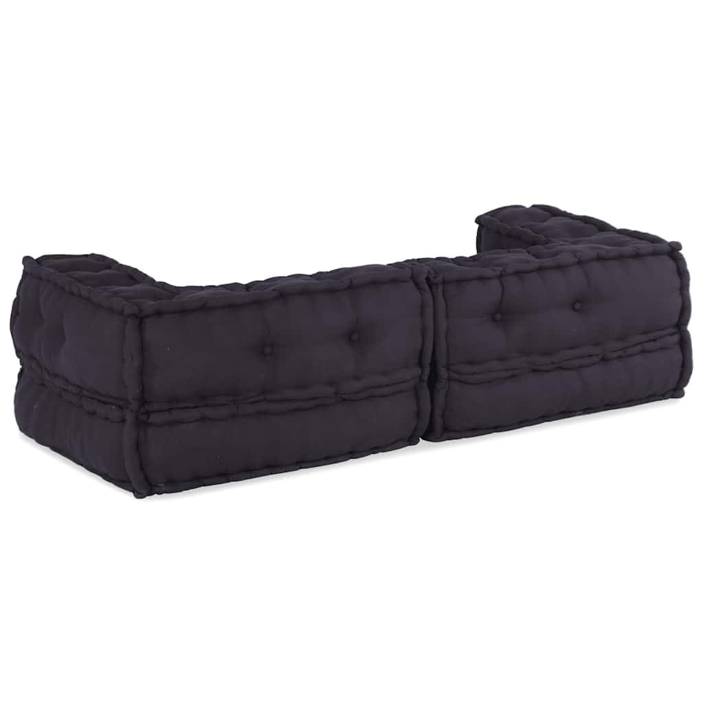 Sofá modular de 2 plazas, antracita, 140 x 70 x 36 cm, de algodón | Sofá de suelo flexible con relleno de espuma suave y funda de algodón para sala de estar, porche o rincón de juegos.