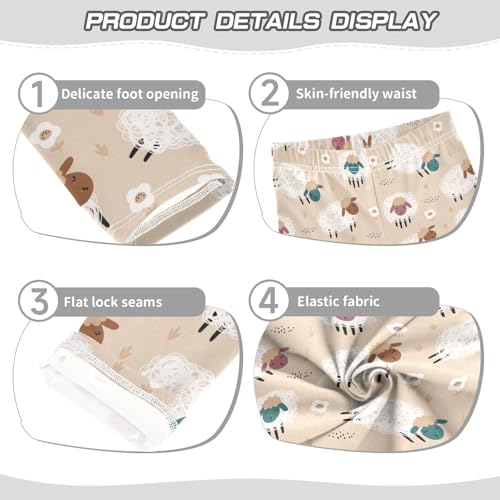 Cute Sheeps Girls Leggings,Workout Leggings for Girls Toddler Athletic Leggings Size for 3-10T3