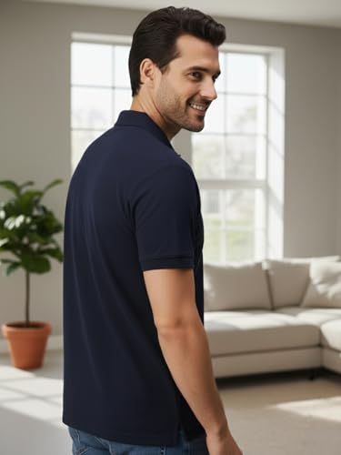 Image of Lux Cozi Men's Half Sleeve Soild Casual Regular Fit T-Shirt with Chest Pocket | Polo Tshirt for Men
