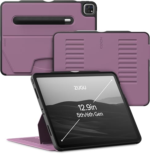 ZUGU iPad Pro 12.9 Case 2022/2021 6th & 5th Generation - Ultra Slim Protective Cover - Wireless Apple Pencil Charging - Convenient 10-angle Magnetic Stand & Auto Sleep/Wake [ Berry Purple ]