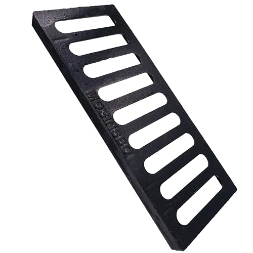Image of Cast Iron Drain Grate, Driveway Channel Cover 20x8 in | B-Class Heavy-Duty Outdoor Trench Drainage, Black Rectangle Metal Sewer Cover for Garage, Yard, True 19.7x7.9