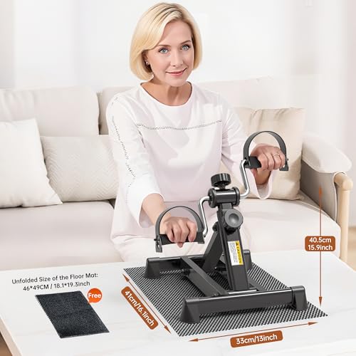 Image of Mini Exercise Bike, Under Desk Bike Pedal Exerciser Portable Foot Cycle Arm & Leg Peddler Machine