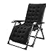 Leżak HAIYU - leżanka ogrodowa z wyściełaną zdejmowaną poduszką i zagłówkiem, leżanka do opalania na świeżym powietrzu z poszerzonym siedziskiem na krzesło, nośność 100 kg (kolor: czarny)
