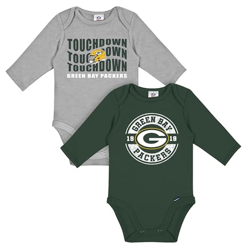 Image of Gerber NFL Unisex-Baby NFL 2-pack Long Sleeve Onesie Bodysuit