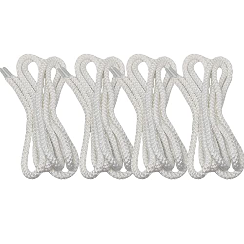 4 Pieces Round Hoodie Drawstrings Cord Replacement 6mm X 50 Inch Draw String for Sweatpants, Sweatshirt, Jacket, Coats, Shorts, Pants, Swim, Trunks, Sewing Threader (White)