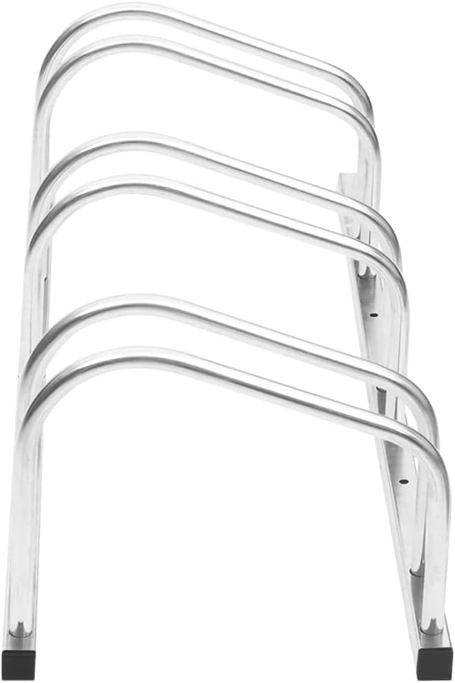 vidaXL Galvanized Steel Floor Bike Stand for 3 Bicycles - Freestanding, Silver Bicycle Rack for Indoor/Outdoor Use with Stable Structure