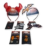 HALLOWEEN-SET: Umfangreiches Haar-Accessoire-Set mit 2 festlichen Haarreife, 1 Halskette, 6 Haarclips und 1 Kürbis-Scrunchie für Halloween