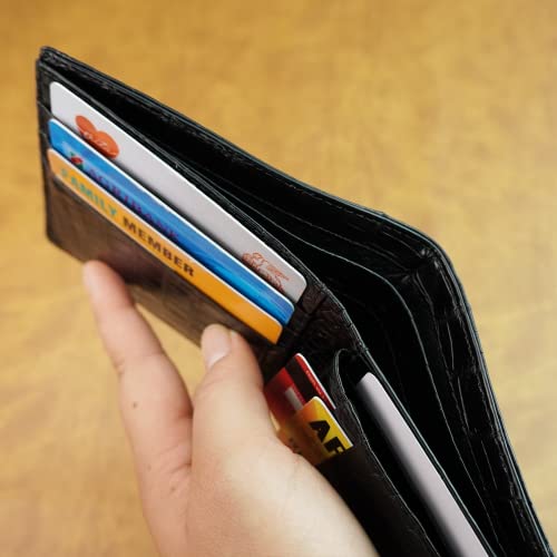 Image of HATA Men Leather Bifold Wallet RFID Blocking Front Pocket Exotic Billfold Handmade Gift For Birthday Wedding Anniversary Father's Day