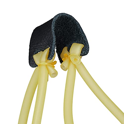 Relaxdays Profi Steinschleuder, Slingshot mit 6 Schleudergummis, Jagdschleuder 2er Set, Katapultschleuder aus Holz, gelb