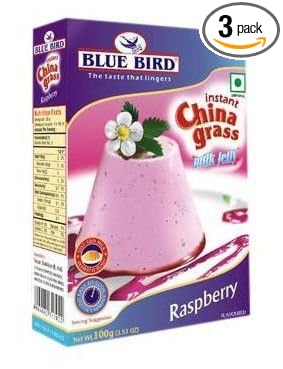 Bird In Blue Instant China Grass Milk Jelly Raspberry, 100 g - Pack of 3