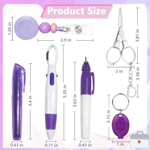 Stylos d'infirmière rétractables avec lampe LED et ciseaux pliants