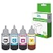 Produktbild InkJello Kompatible Tintenflasche Nachfüllpack für EcoTank ET-2710 ET-2711ET-2712 ET-2714 ET-2715 ET-2720 ET-2726 ET-4700 104 (Schwarz/Cyan/Magenta/Gelb, 4er-Pack)