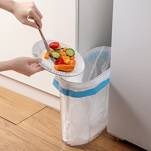 Image of Anyoifax Small Trash Can Slim Garbage Can 3 Gallon Waste Basket, Clear | Trash Bin Container for Bathroom, Bedroom, Living Room, Kitchen, Under Desk, Office, Colleg Dorm