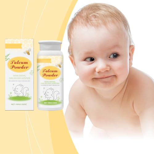 Natürliches Baby Puder mit Pflanzenessenz & Honig (1x 100g)- Schützt empfindliche Haut, nimmt Feuchtigkeit auf & hält die Haut trocken- Talkumfrei-Talkumpuder für Kinder und Babys (White, 5x5x13cm)