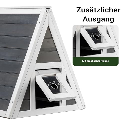 Wiltec Wetterfestes Katzenhaus 50 x 50 x 54 cm aus Holz, Katzenhütte Outdoor, Katzenhöhle mit Eingang und Fluchttür