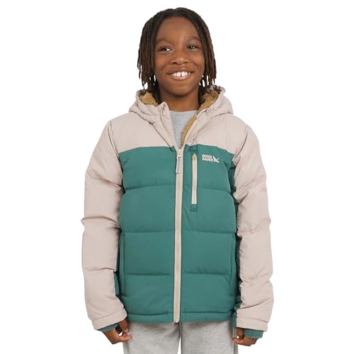 Eddie Bauer Boys' Classic Heavyweight Faux Fur Lined Hooded Insulated Down Jacket, Mallard Green, Medium