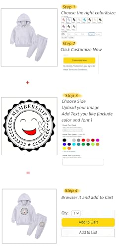 MYGBCPJS Boys Girls Custom Fleece Hooded Sweat Suit Outfit Kid Customized Long Sleeve Hoodie & Sweatpants Set Add Own Design3