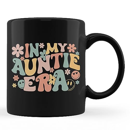Tuantuyetvoi In My Auntie Era Baby Announcement for Aunt Mother's Day Black Coffee Mug 11oz