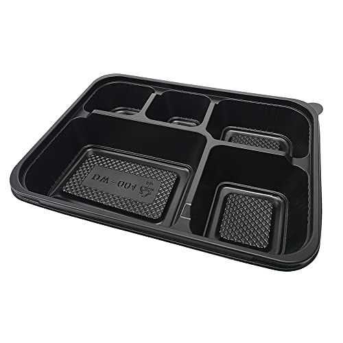 FEXTA 5 Compartment Meal Prep Containers With Lids - (50 Pack) Plastic Food Bento Boxes Stackable Reusable Disposable Microwaveable Safe — view 5