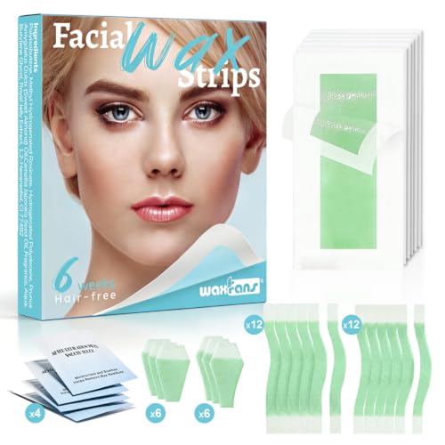 Waxfans 56PCS Wax Strips for Face, Eyebrow Wax Strips for Hair Re...