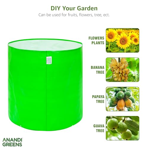 Image of Anandi Green's HDPE 24x24 Inch Extra Large Grow Bag 260 GSM Round for Big Fruit Trees Lemon, Guava, Papaya, Pomegranate, Banana Tree Planter Pot for Terrace & Garden