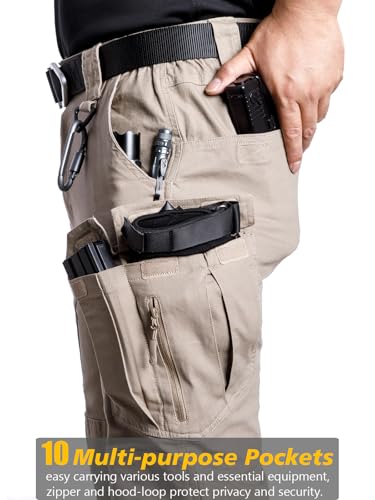 NAVEKULL Men's Flex Tactical Pants Cotton Stretch Work Cargo Pants Lightweight EDC Outdoor Hiking Trousers