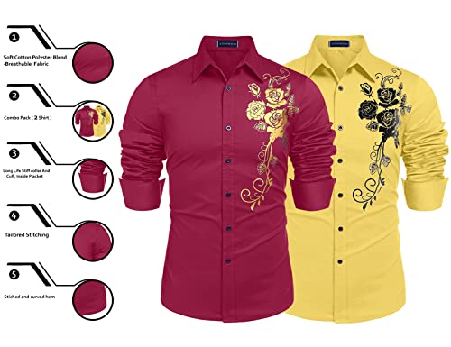 Image of Zombom Men's Regular Fit Cotton Blend Printed Full Sleeve Casual Shirts