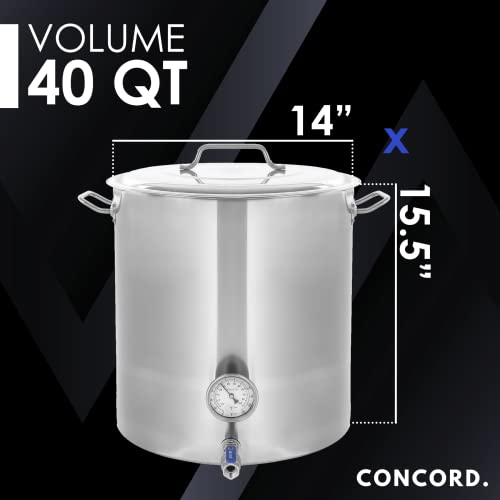 CONCORD 40 QT Stainless Steel Home Brew Kettle & 200,000 BTU Portable Propane Burner