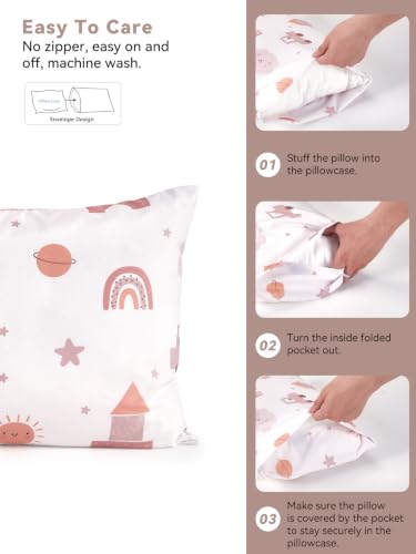 Image of TILLYOU Toddler Pillowcases 13 x 18 Travel Pillow Case 2 Pack, Kids Pillowcases Machine Washable with Envelope Closure, Block car