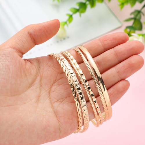 Image of Ecation 24 Pcs Gold Bangle Set for Women 2.6 Inch Stackable Indian Bracelet