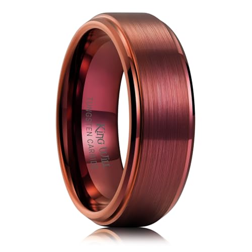 Image of King Will Classic Tungsten Wedding Band for Men, 6 /7 /8 /9 /10mm Widths, Polished Finish Step Edge Matte Rings Comfort Fit