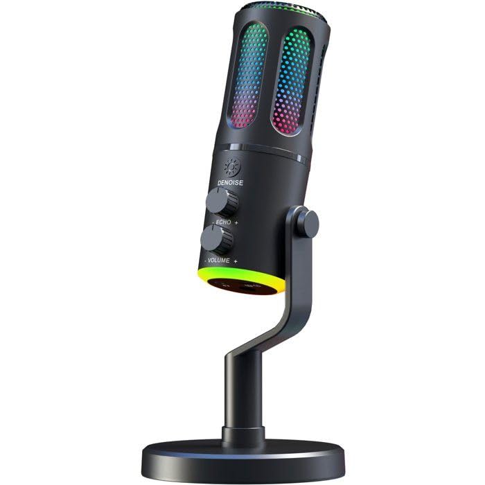 The G-Lab Neonowy mikrofon K-Mic - dwukanałowy kardioidalny mikrofon USB z obsługą ENC i redukcją szumów, Micro Gaming i Micro PC z RGB 5 kolorów do gier, przesyłania strumieniowego, podcastu