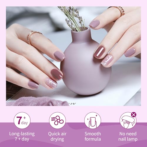 OpenLive 10ml Nude Pink Nail Polish Set 6 Colors Brown Red Purple All Seasons Neutral Color Quick Dry Nail Polish Set for Women Salon DIY Nail Art