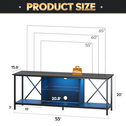 WLIVE-TV-Stand-up-to-65-Inch-TV-55-Entertainment-Center-with-LED-Industrial-TV-Console-with-Glass-Shelf-for-Living-Room-and-Bedroom-Black WLIVE TV Stand up to 65 Inch TV 55 Entertainment Center with LED Industrial TV Console with Glass Shelf for Living Room and Bedroom Black