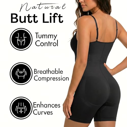 Image of Tummy Control Shapewear Bodysuit for Women, Seamless Body Shaper Thong, Brief or Mid-Thigh Faja, Sculpting Slimming Bodysuits