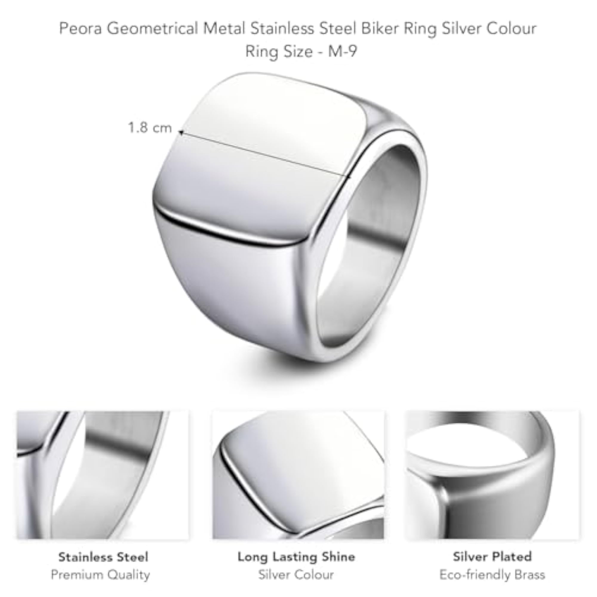 Silver Plated Stainless Steel Fancy Signet Ring