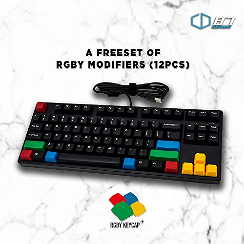 iKBC CD87 V2 Ergonomic Mechanical Keyboard with Cherry MX Black Switch for Windows and Mac, Tenkeyless Keyboard Upgraded with Mistel PBT Double Shot Keycaps for Desktop and Laptop, Solid Build Quality