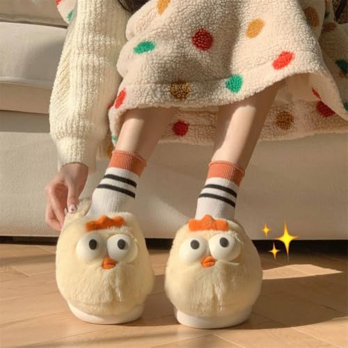 Image of Halemet Cute Chicken Slippers for Women Cartoon Animal Slippers for Women Cozy Plush Non-Slip House Slipper Indoor Outdoor