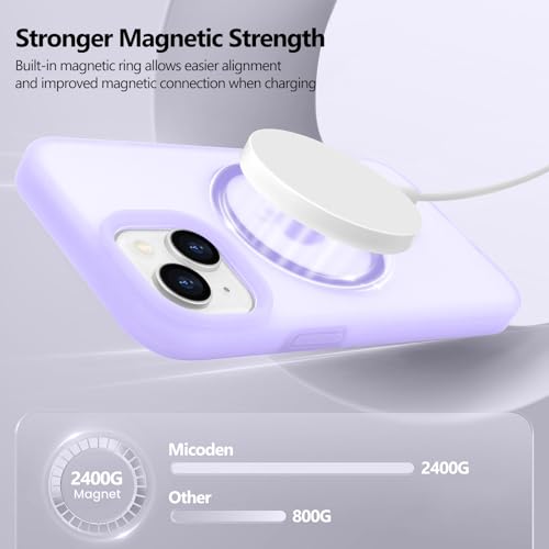 Micoden for iPhone 14 Case & 13 Case Silicone Compatible with MagSafe Cute for Women Smooth Transparent Matte Slim Soft Touch, Raised Camera Protection Shockproof Phone Case for iPhone 14/13, Purple by Micoden - Used condition - Image 4